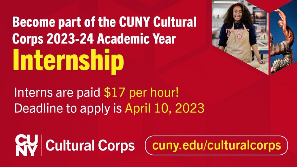 Oncampus job CUNY Cultural Corps 20232024 (deadline on 4/10/2023